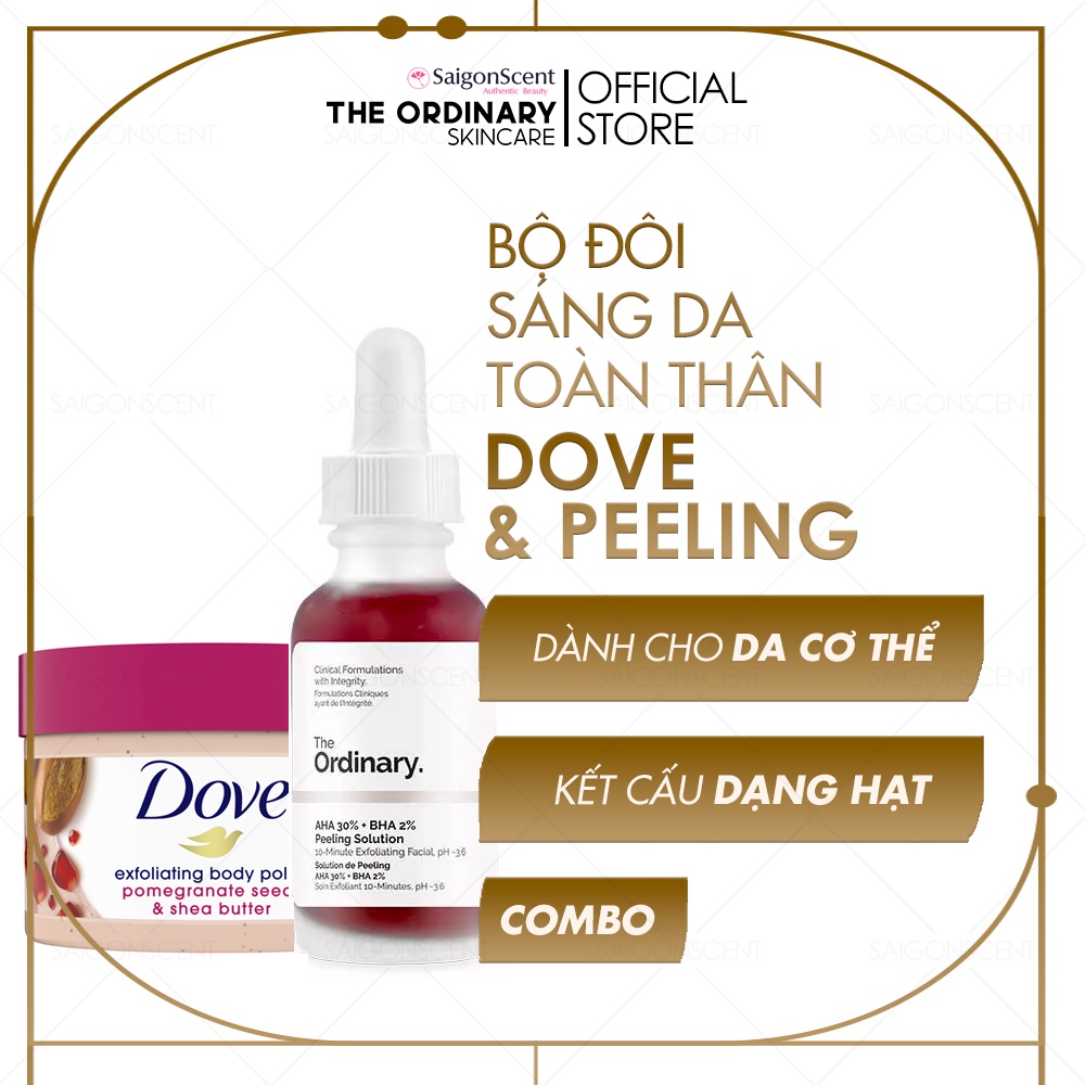 Bộ đôi giảm thâm vùng da cơ thể Dove Exfoliating Body Polish &amp; Peeling Solution