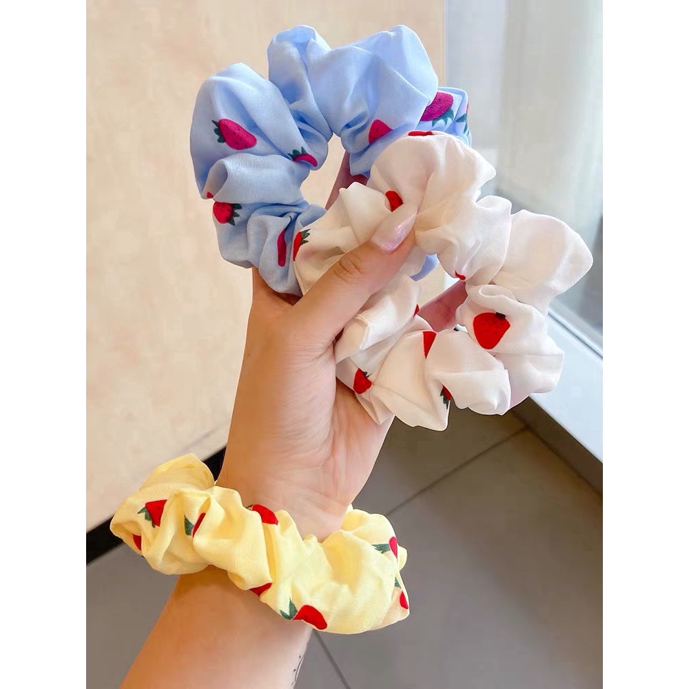 Dây cột tóc họa tiết quả dâu phong cách Hàn Quốc đáng yêu ngọt ngào