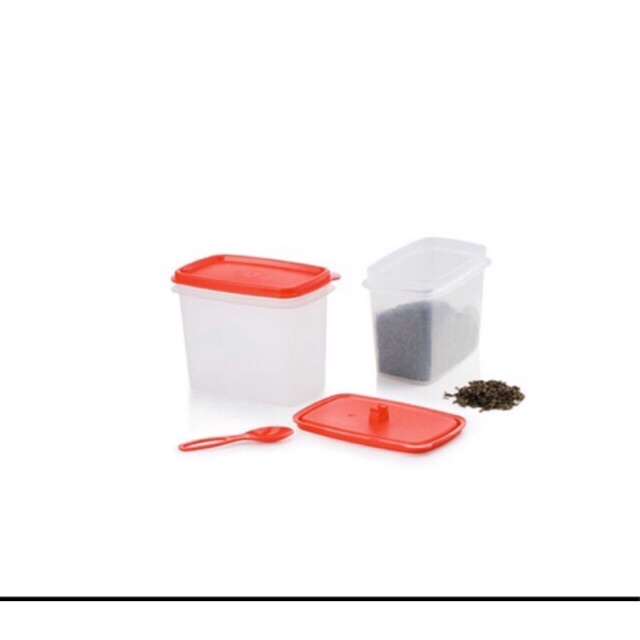 Bộ hộp gia vị Shelf Saver With Spoon 2 hộp (ĐỎ VÀ ĐEN) | BigBuy360 - bigbuy360.vn