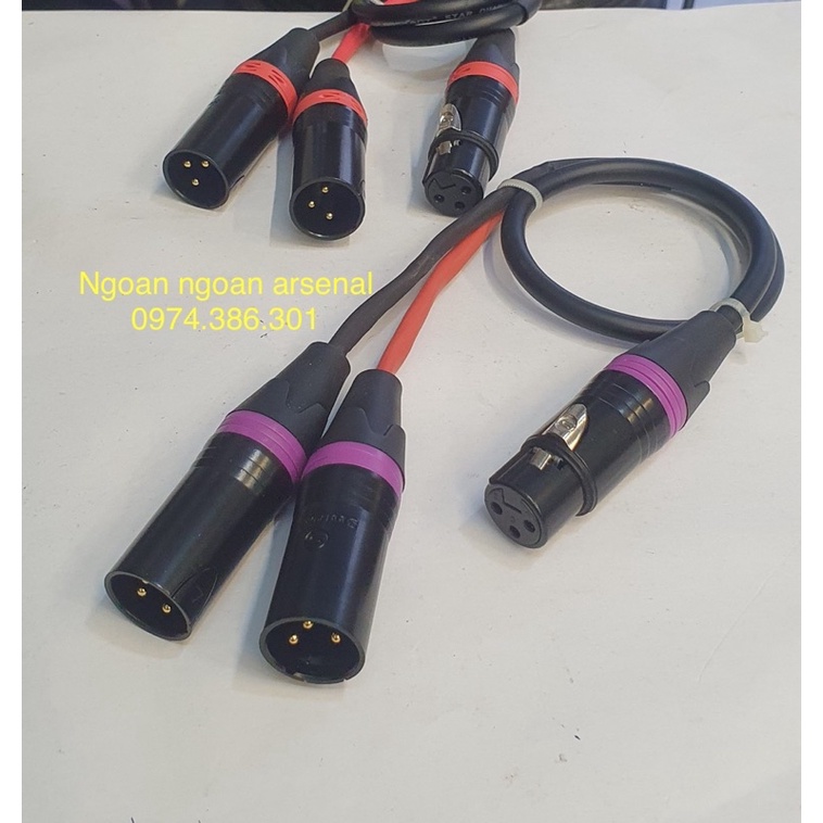 dây tín hiệu chia đôi 1 canon xlr cái ra 2 xlr đực có chân và ngược lại