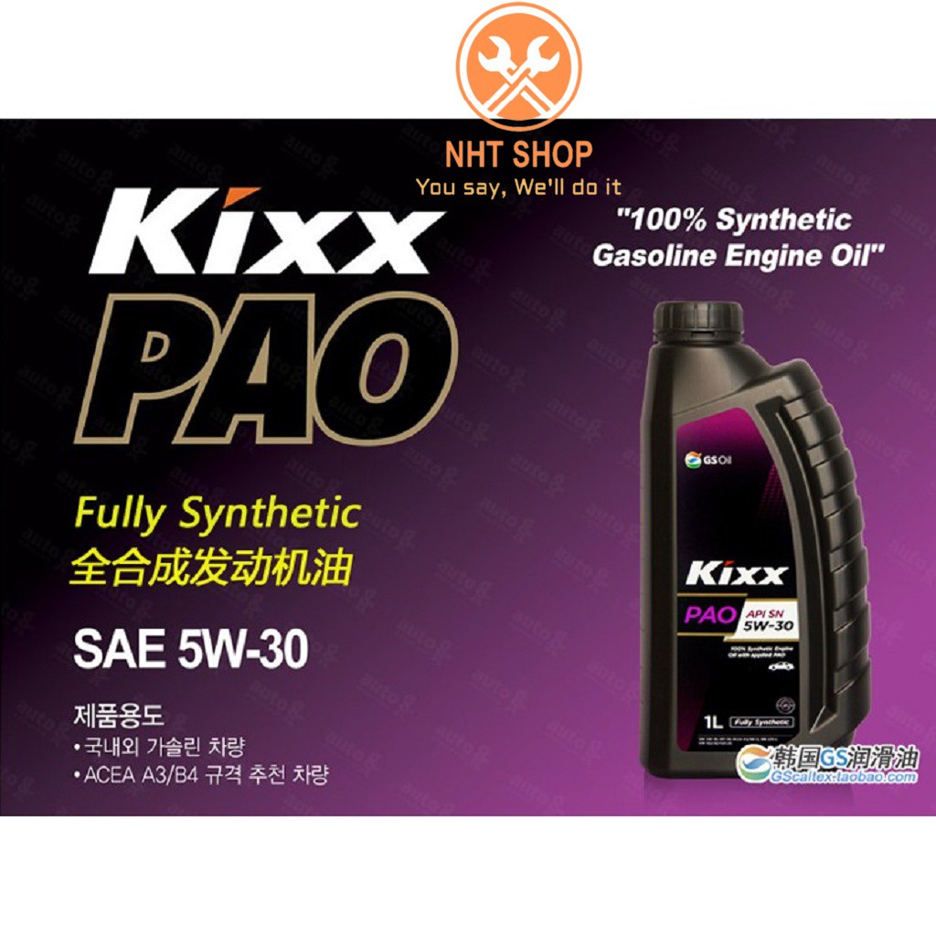 [CAO CẤP] Nhớt xe tay ga, xe hơi Kixx PAO A3/B4 5W40 API SN  Fully Synthetic 1L