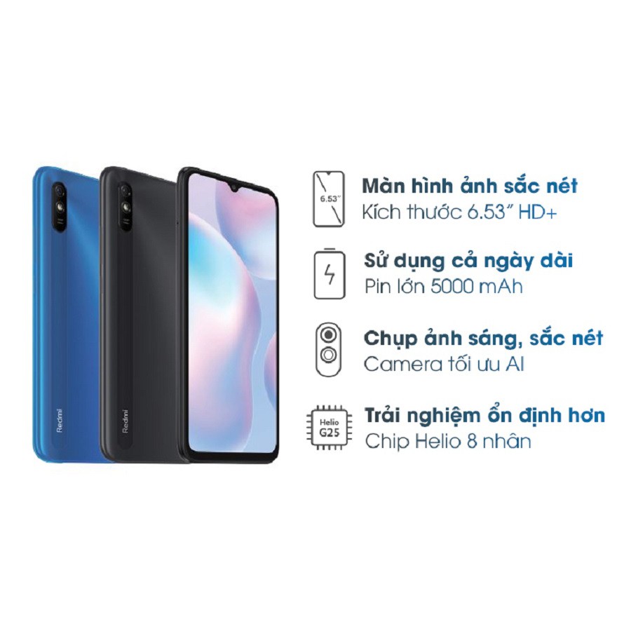 [Nhập ELMALL1TR Giảm 5%] Điện Thoại Xiaomi Redmi 9A 2GB/32GB - Hàng Chính Hãng