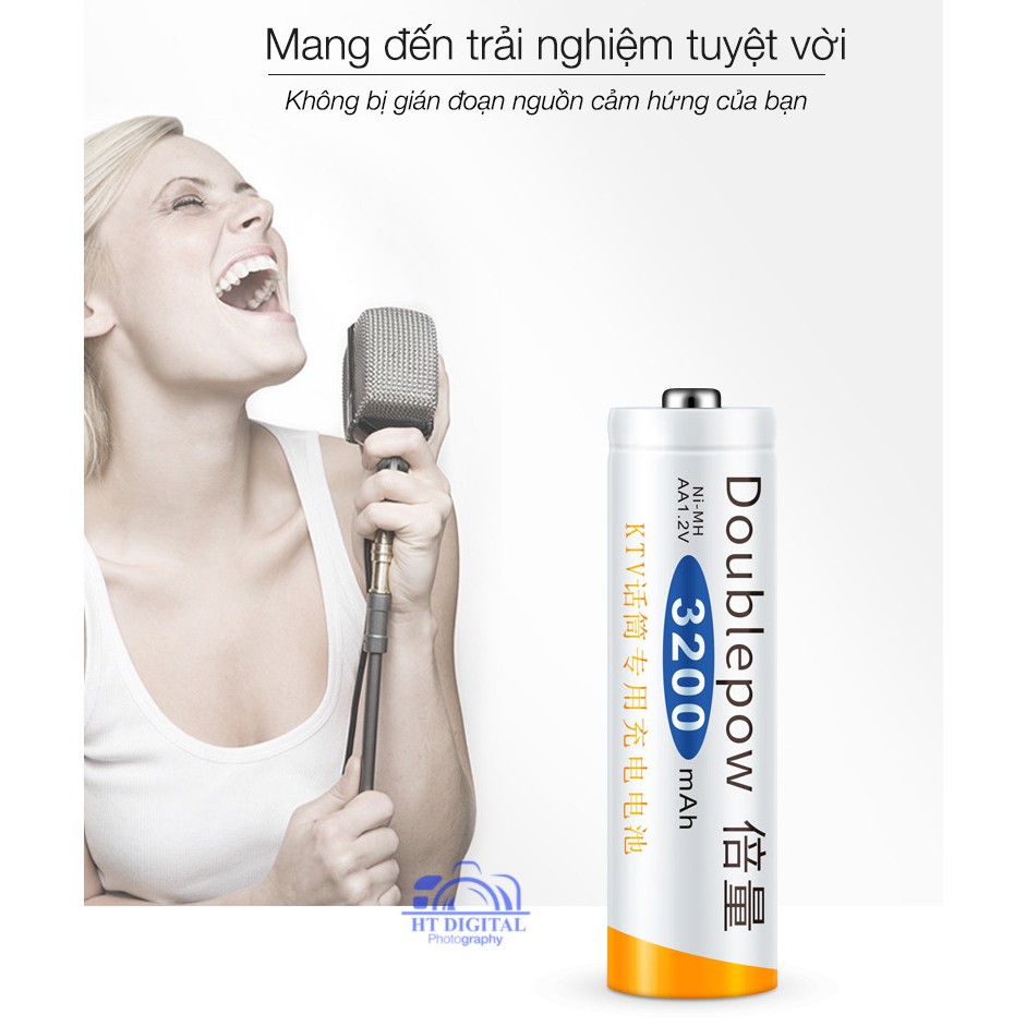 [Hot Sale] Bộ Pin Sạc AA AAA 3200mAh Doublepow UK93 Tự Ngắt - Pin Dung Lượng Cao Cho Micro Karaoke, thiết bị điện tử