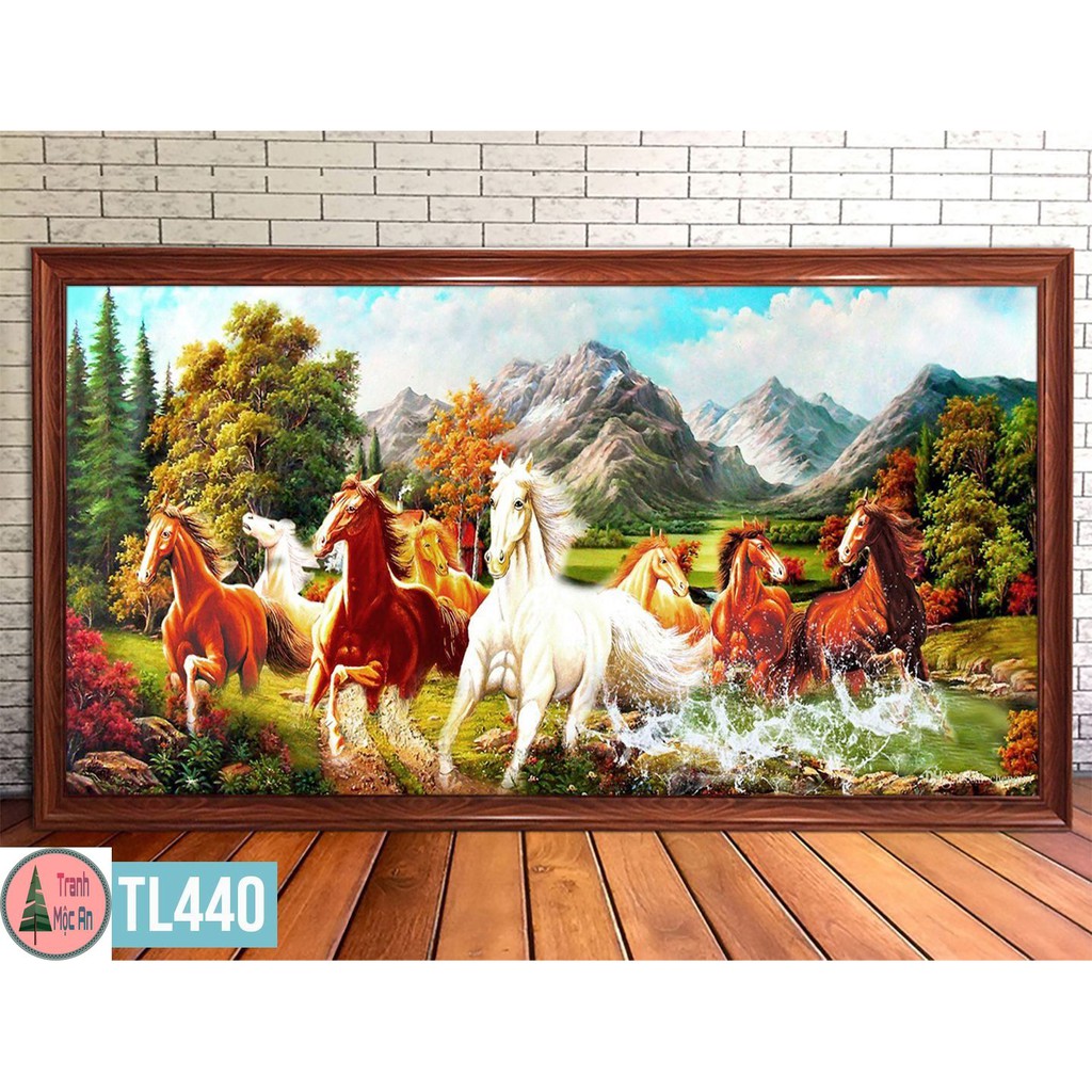 TRANH MÃ ĐÁO THÀNH CÔNG size 80cm x 160cm gồm khung Tranh phòng khách treo tường trang trí nội thất, tráng gương