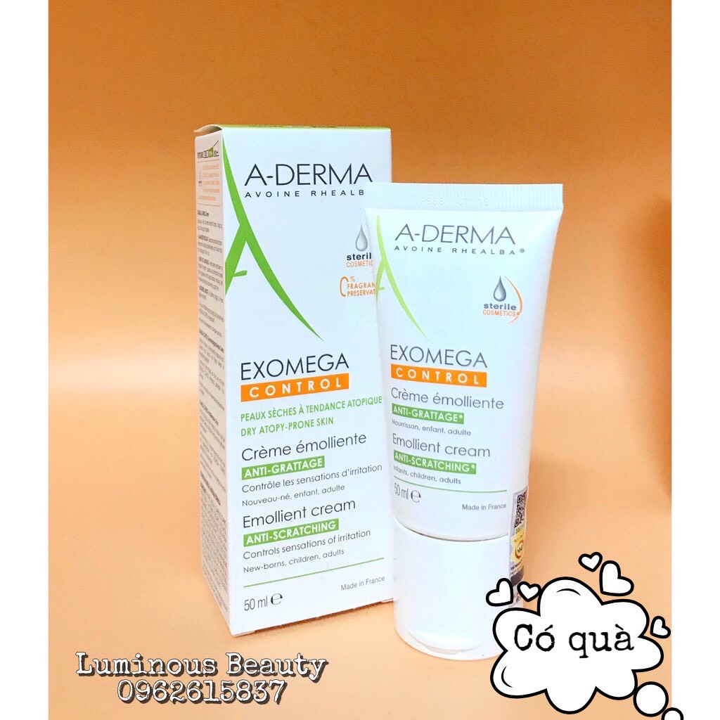 [TEM NHẬP KHẨU] Kem dưỡng ẩm Aderma Exomega Control dành cho da khô, viêm da cơ địa [A derma exomega official]