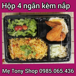  [An Toàn Sức Khỏe] Set 10 Hộp Nhựa Đựng Cơm 4 Ngăn Dùng 1 Lần HT25