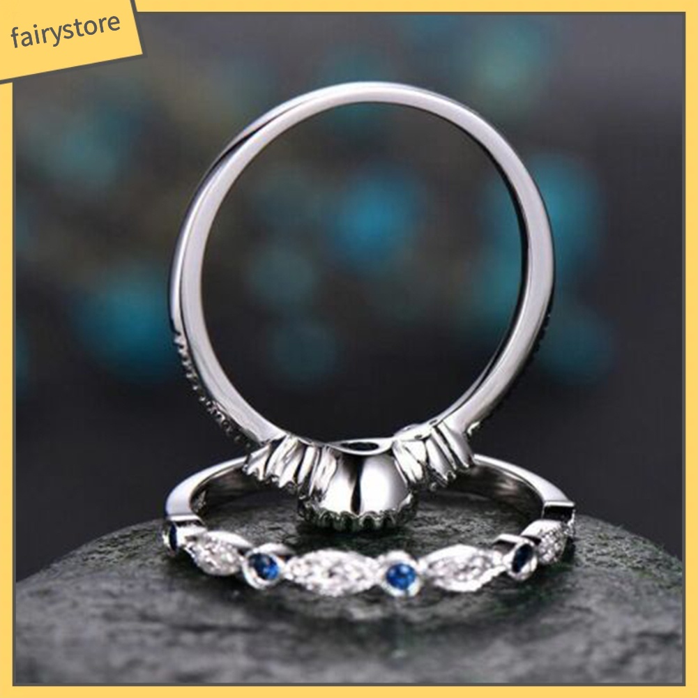 Bộ 2 Nhẫn Hợp Kim Đính Đá Kiểu Dáng Sang Trọng