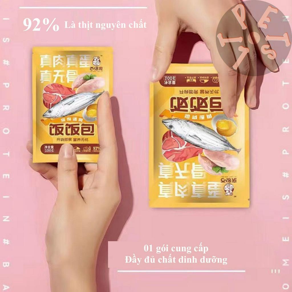 Thức ăn ướt cho mèo, thịt tươi vỗ béo lông mang cho mèo cưng gói 100g