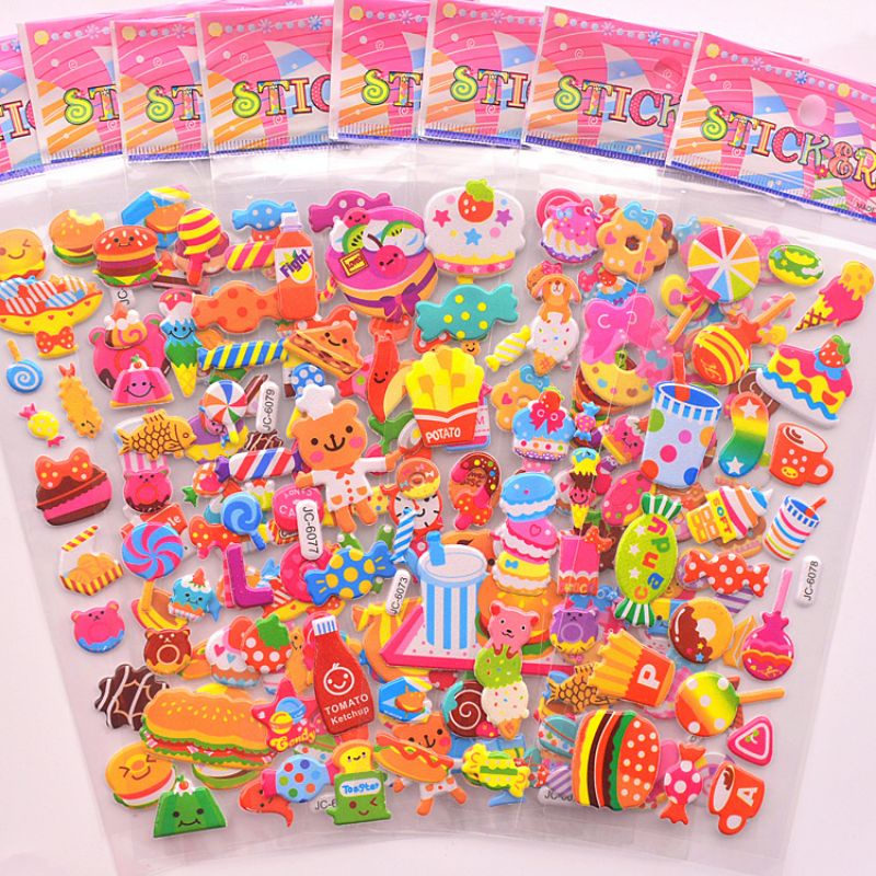 Hình Dán 3D Hoạt Hình Nhiều Mẫu Vui Nhộn, Sinh Động Đáng Yêu Cho Bé