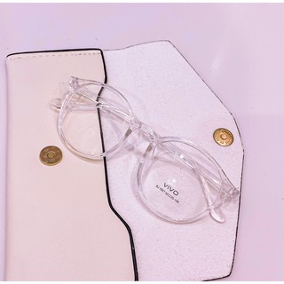 Kính tròn giả cận trong suốt chống lóa chống bụi chống tia UV loại 1 phong cách thời trang Hàn Quốc KI05