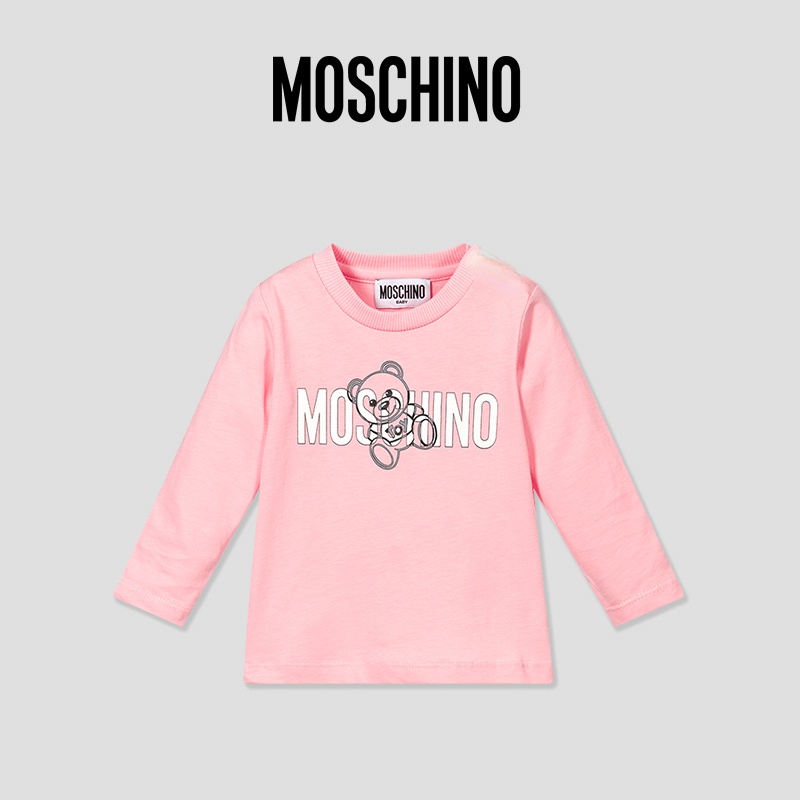 Moschino Áo Thun Dài Tay Chất Liệu COTTON In Hình Gấu Thời Trang