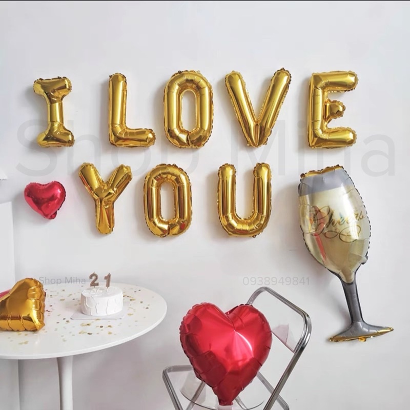 Trang trí bóng I Love You cho ngày tỏ tình, set bóng Hàn Quốc set up bàn tiệc ngày kỷ niệm yêu nhau