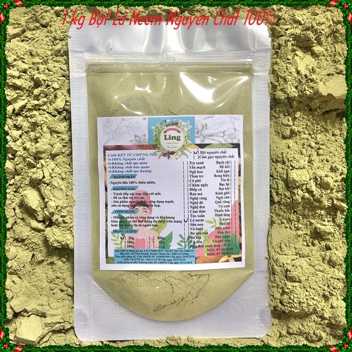 Bột Lá Neem 1 Ký sấy lạnh Ấn Độ nguyên chất thiên nhiên 100% có giấy VSATTP và ĐKKD dùng đa công dụng