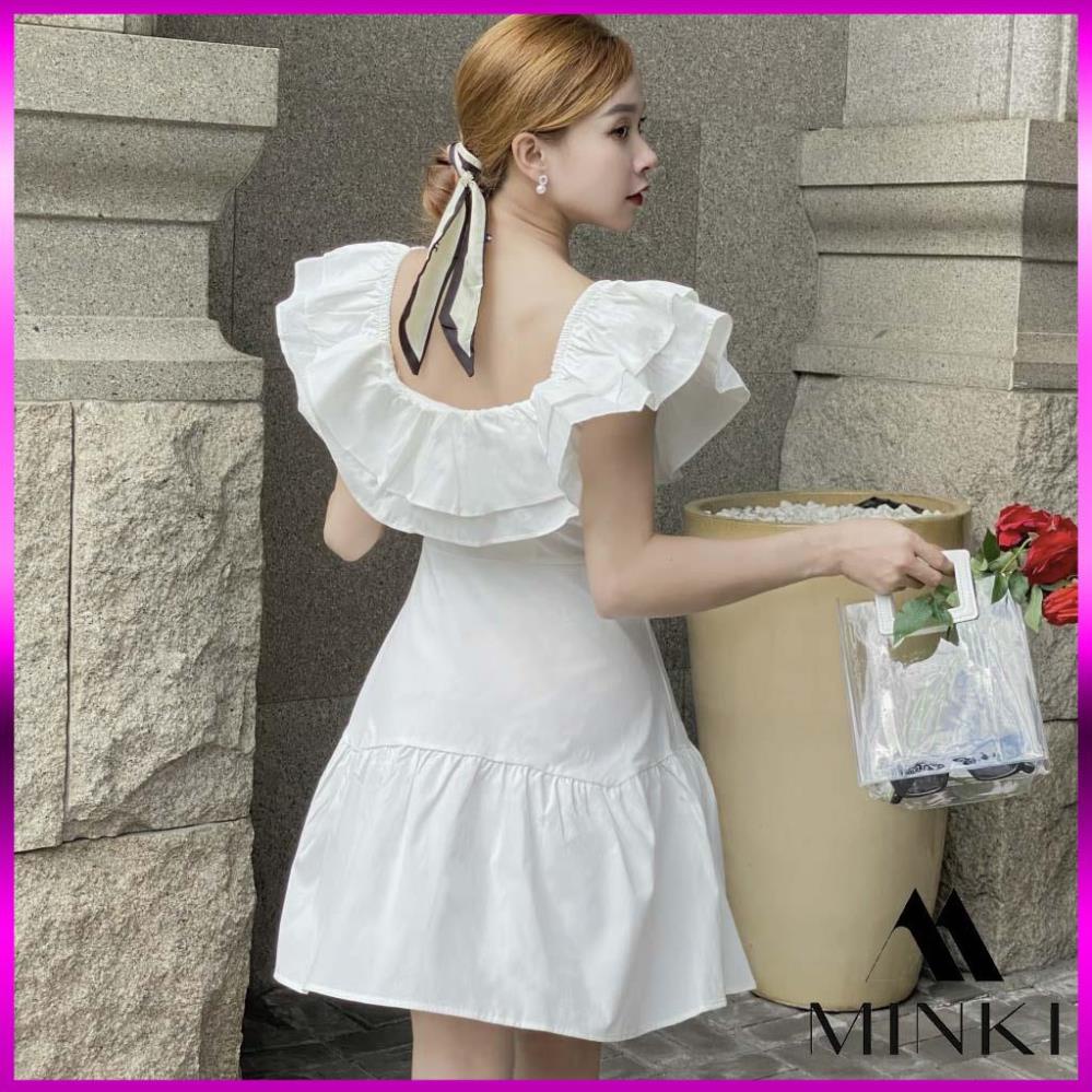 [TTTK] ĐẦM VÀNG TRẮNG BẸT VAI - CHẤT LIỆU CAO CẤP - MÀU TRẮNG , VÀNG [2021] | BigBuy360 - bigbuy360.vn