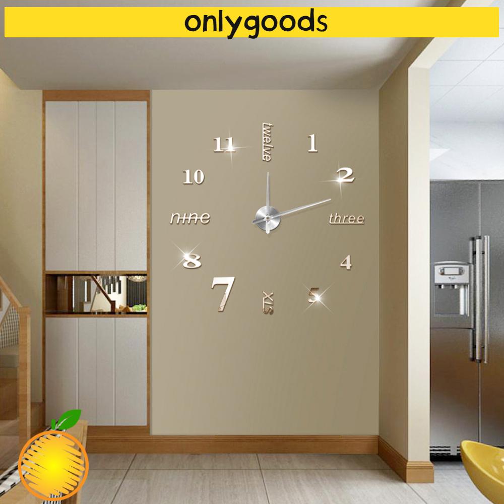 ONLY Decor Mirror surface Home|Watches Wall Clock Office 3D Living Room Fashion Modern Style Decoration bell Acrylic Sticker/Multicolor