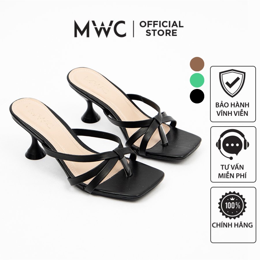 Giày MWC 4323 - Giày Cao Gót Nhọn 5cm Dây Kẹp Ngón Màu Đen Xanh Lá Nâu
