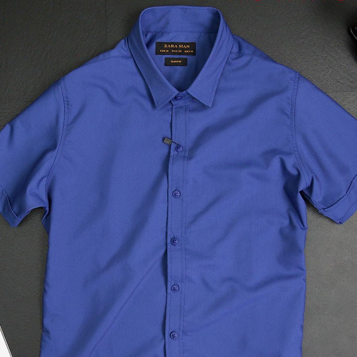 Áo sơ mi nam tay ngắn cổ trơn thanh lịch vải kate mềm mại thoáng mát, áo nam chống nhăn - TT0195