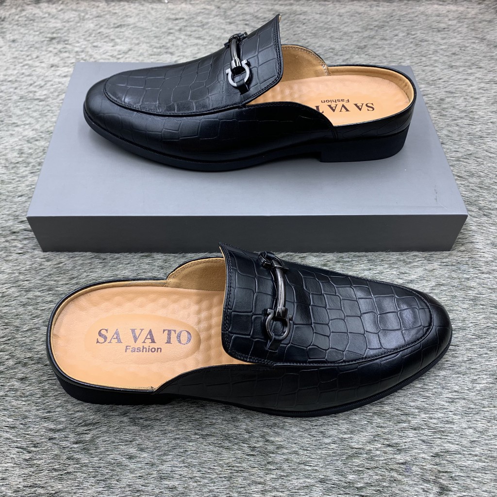 Giày Sục Nam Đai Vàng Da Bò Nguyên Tấm Trẻ Trung Cao Cấp