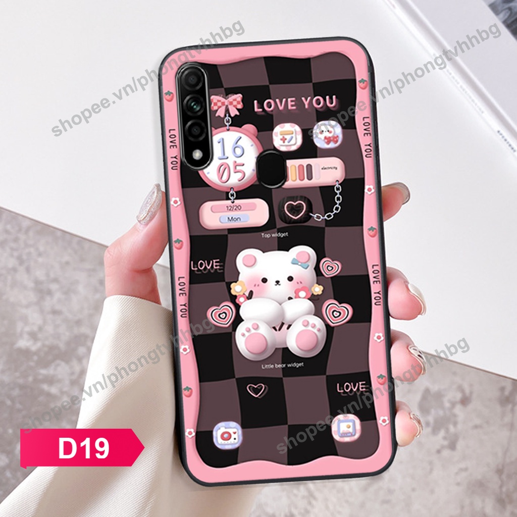 Ốp lưng Oppo A31 2020 / A8 gấu,thỏ trắng , đồng hồ dễ thương cute cực đẹp