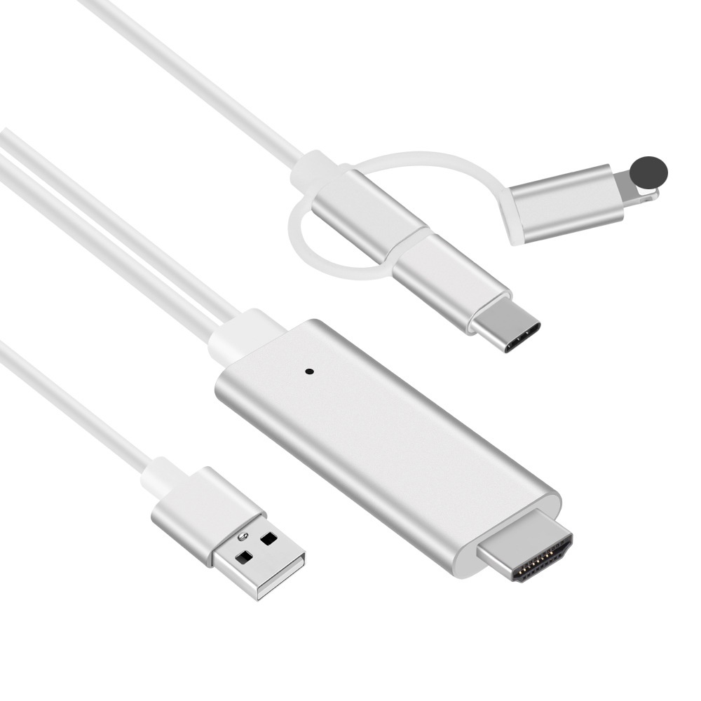 Cáp Chuyển Đổi 3 Trong 1 Usb Type-C Micro Usb Sang Hdmi 4K Hd Tv Hdmi Tương Thích Với Điện Thoại Hd