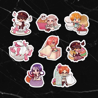 Bộ 8 sticker anime Jibaku Shounen Hanako-kun (Cậu ma nhà xí Hanako) size 4 cm - Mẫu 1 Trà chiều