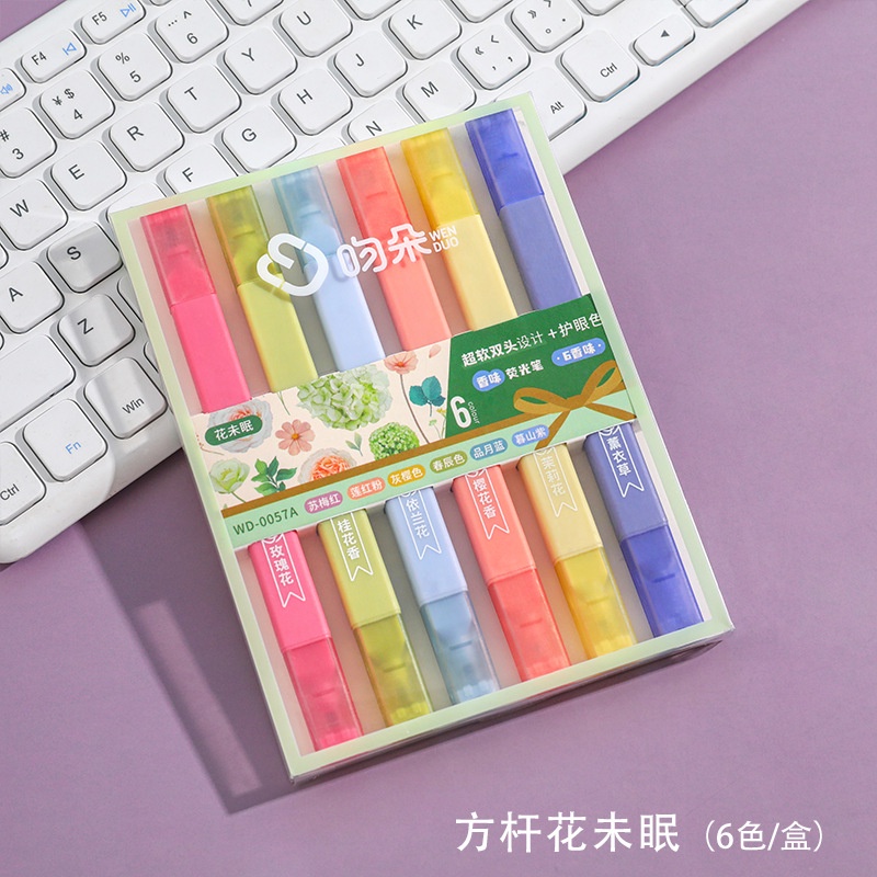 Set 6 Bút Dạ Quang Hai Đầu Hai Đầu Dùng Vẽ Nghệ Thuật