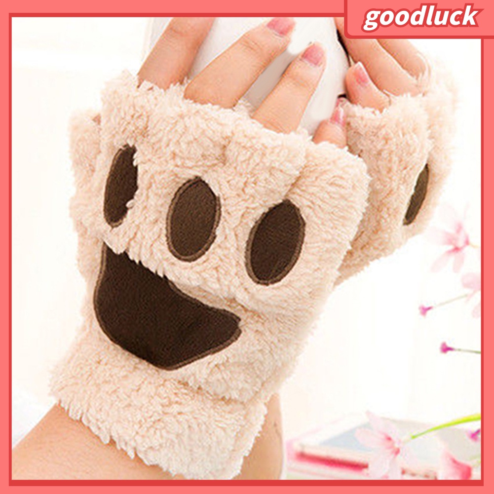 Găng tay len hở ngón hình chân mèo dễ thương cho nữ