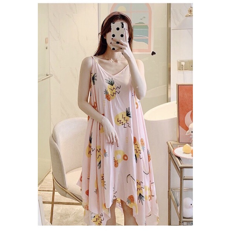Đầm ngủ hai dây, váy maxi bigsize chất liệu mềm mịn mát | BigBuy360 - bigbuy360.vn