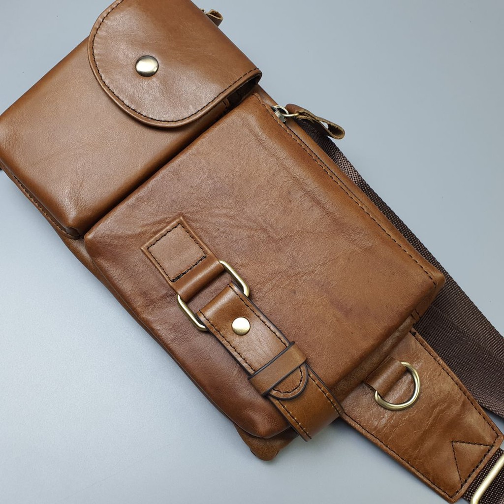 Túi đeo chéo kết hợp đeo hông nam da bò thật TD107VB (Vàng bò) [Freeship] - 100% da bò thật, BH 3 năm | BigBuy360 - bigbuy360.vn