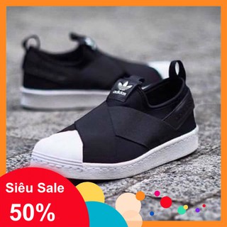 ❌ Ảnh thật + fullbox ❌ Giầy thể thao sneaker superstar slip on mũi sò quai chéo black.