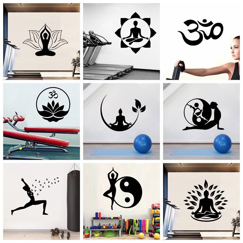 Nhãn dán tường vinyl họa tiết thiền phong cách Phật Giáo có thể tháo rời để tập yoga trang trí nội thất phòng ngủ