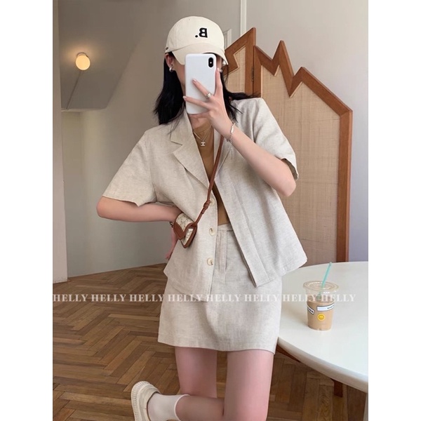 SET BLAZER VÁY CHỮ A HELLY, Có Bán Lẻ Áo Và Váy