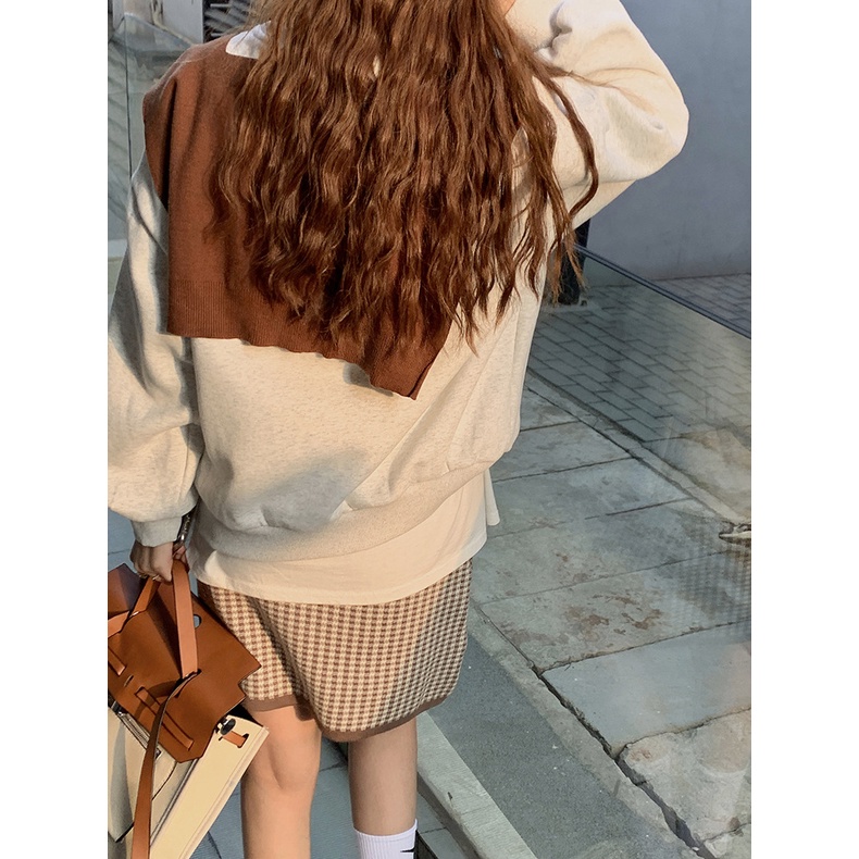 Áo Sweater Nỉ nữ Phối khăn Choàng Hàn Quốc Áo Sweater nữ In chữ Ulzzang Thời trang Cao cấp | BigBuy360 - bigbuy360.vn