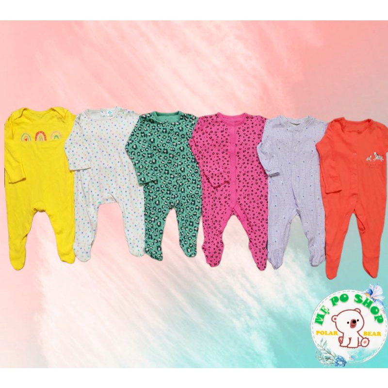 ( NGẪU NHIÊN ) Body Sleepsuit Dài Tay Liền / Không Tất Vớ Cho Bé Trai Bé Gái 0-24m, Hàng xuất xịn - PoSam Kids