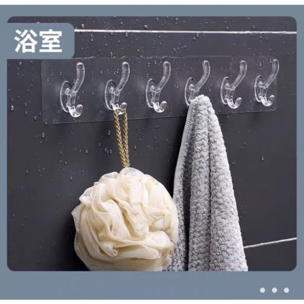 Móc dài 6 núm treo đồ đa năng, miếng dán có khả năng chống nước nựa ạ.