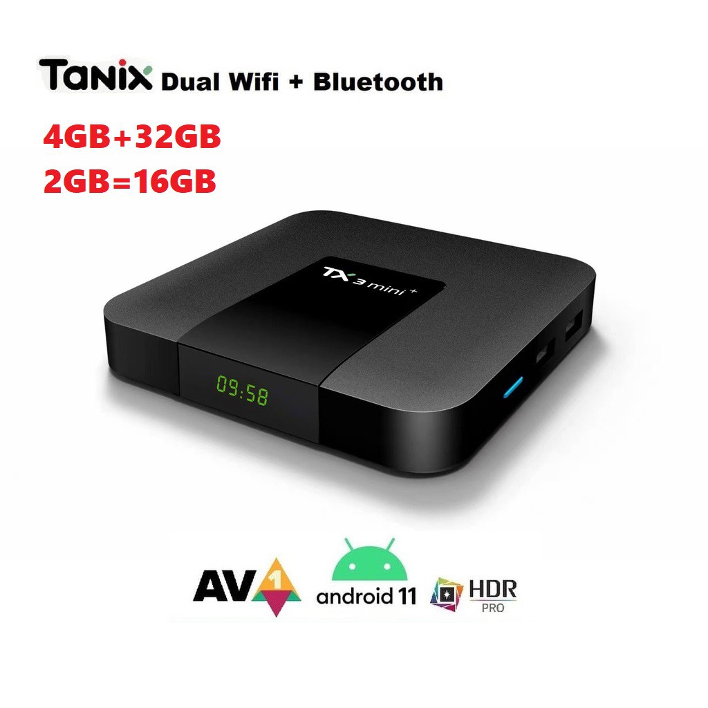 Android Box TX3Mini+ 2022 - Android TV 11, Amlogic S905W2, Ram 4GB, Bộ nhớ 32GB, Wifi 2 băng tần, Bluetooth, giải mã AV1