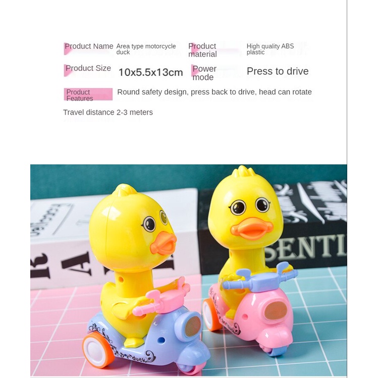 Đồ chơi dạng kéo họa tiết vịt con chạy xe moto dành cho trẻ em