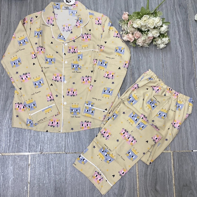 Bộ pijama Kate Thái mềm dài tay | WebRaoVat - webraovat.net.vn