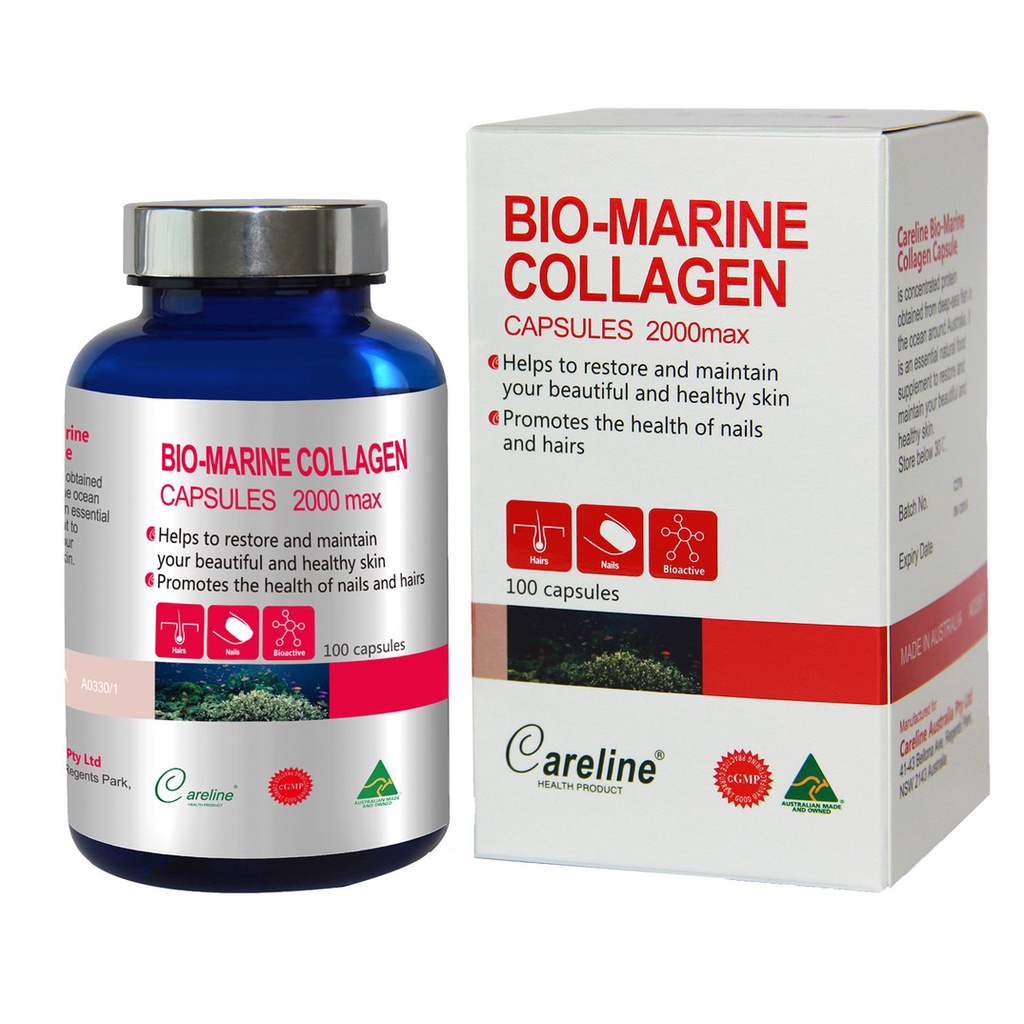 CARELINE Viên uống chăm sóc da khỏe đẹp Careline Bio Marine Collagen 100 Viên  Hộp 100 viên