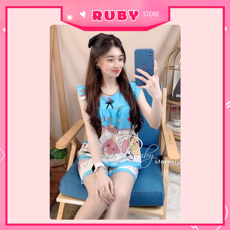 Đồ bộ nữ mặc nhà Hoạt Hình Free Size họa tiết dễ thương, chất kate mềm mịn mát ❤ Rubystorevn