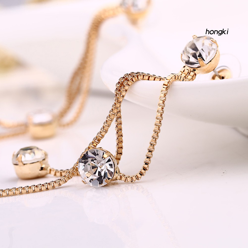 Bông Tai Dáng Dài Đính Đá Lấp Lánh Thời Trang Cho Nữ