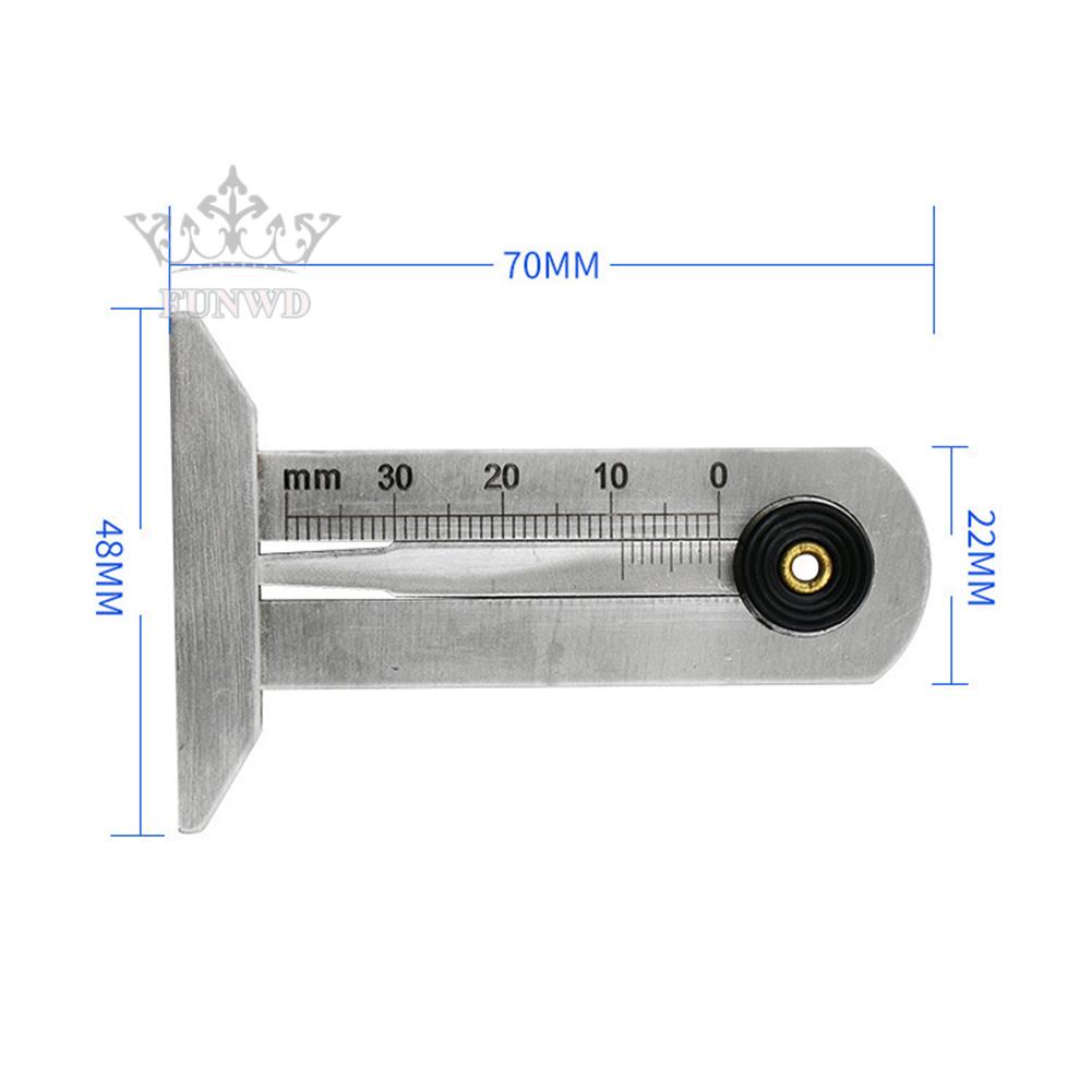 【FUNWD】Stainless Steel Car Tyre Tire Tread Depth Gauge Meter Ruler Caliper Measure-Tool