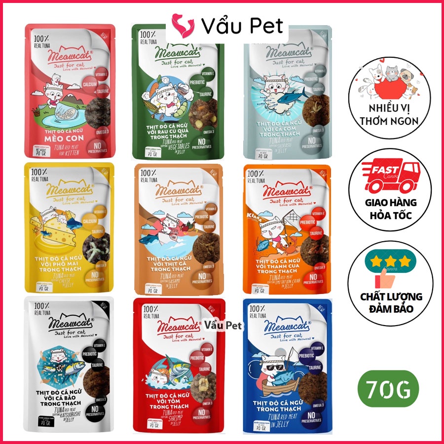 Pate Mèo Meowcat 70g - Pate Cho Mèo Con, Mèo Lớn Đầy Đủ Dinh Dưỡng Vẩu Pet Shop