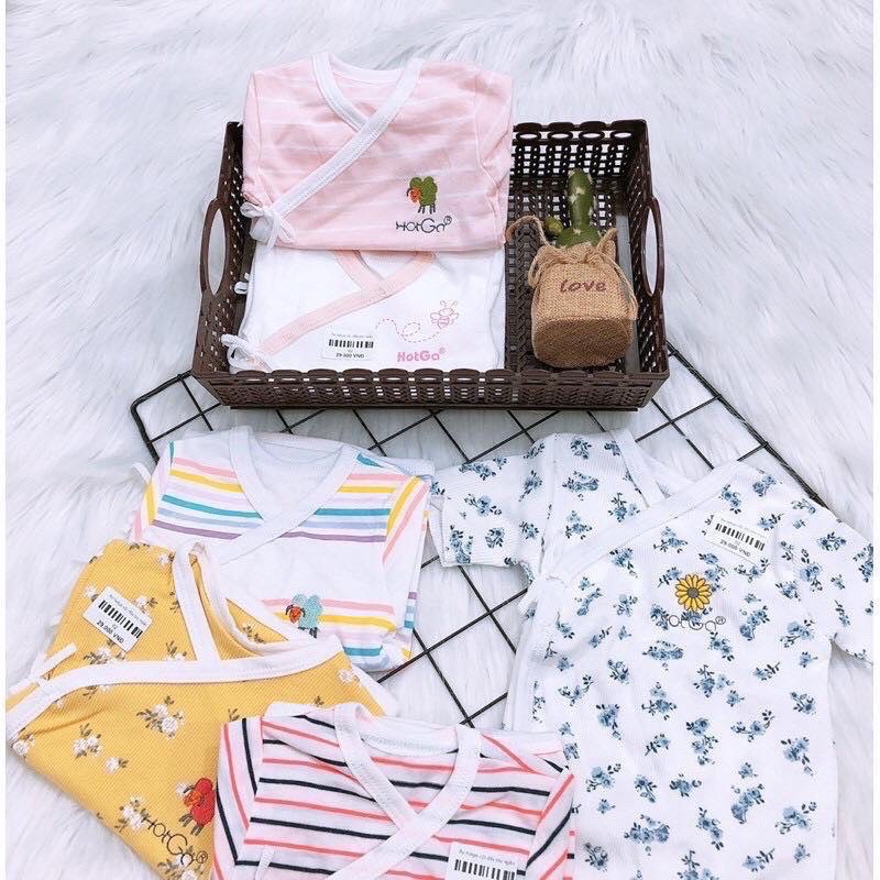 Áo Sơ Sinh Dài Tay/Ngắn Tay Hotga Cột Dây Cho Bé Vải Cotton Bozip Cao Cấp
