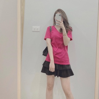 Áo cotton trơn màu, cổ tim, BSK