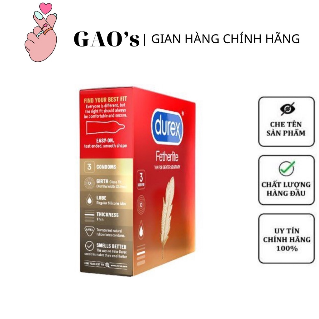 Bao cao su siêu mỏng Durex Fetherlite tăng va chạm chân thật loại 12 bao/hộp