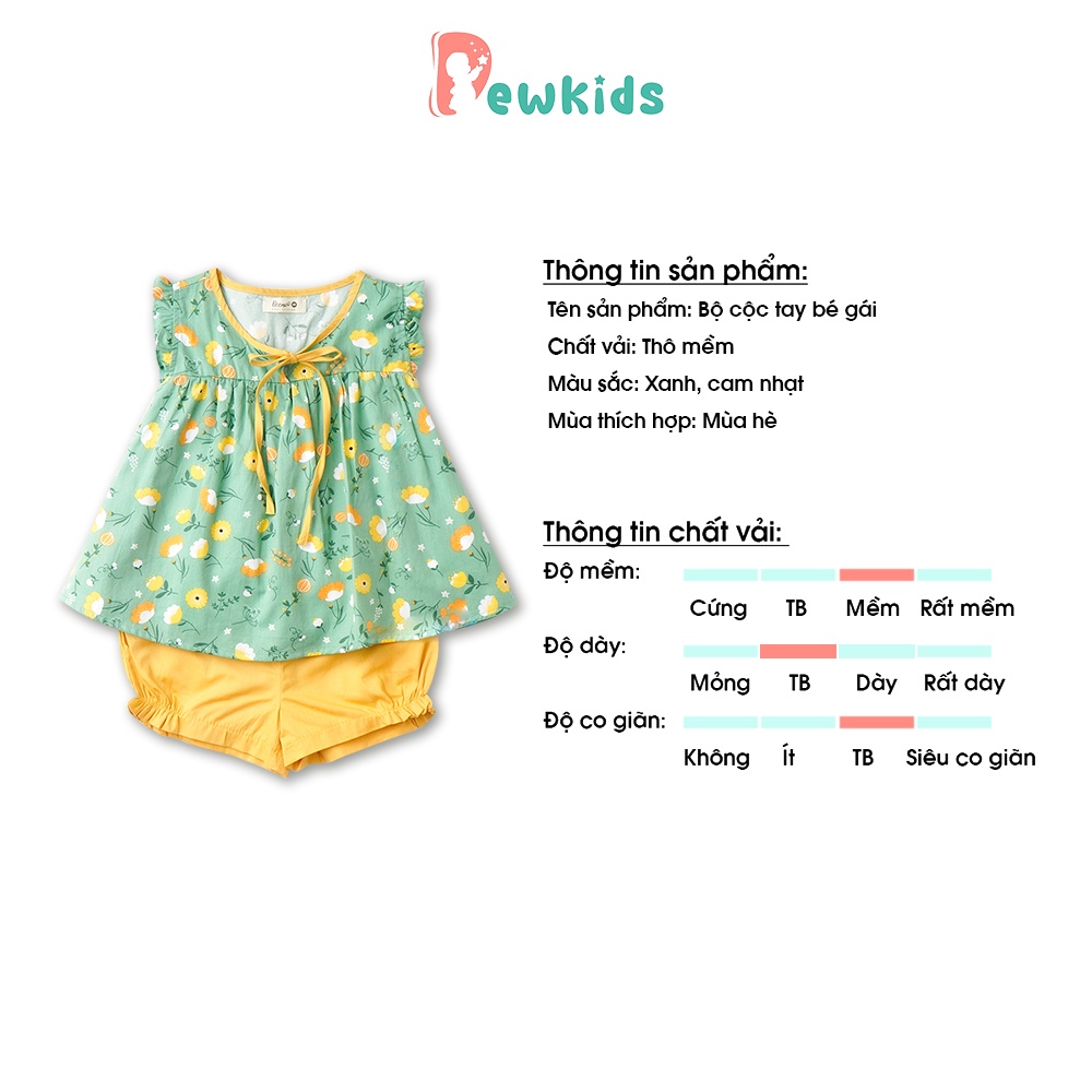 Bộ cộc tay cho bé gái Dewkids dáng áo babydoll phối tay bèo đáng yêu