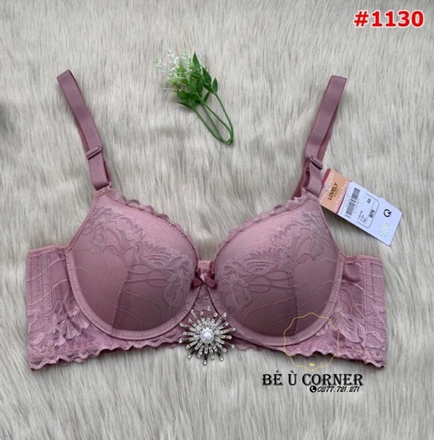 Áo ngực Lovely ren mút vừa, dây lưng bản to cài 4 móc đẩy ngực êm - LOVELY 1130