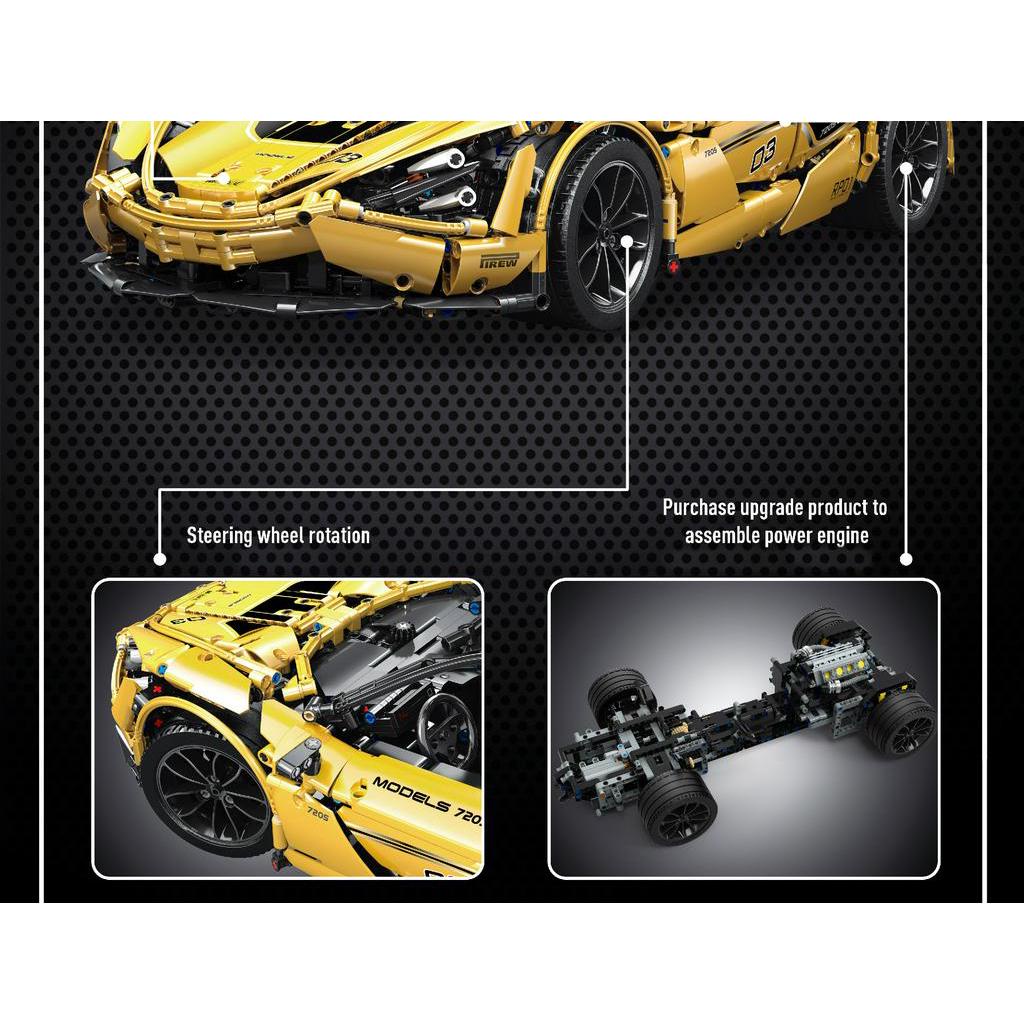 Lắp ráp mô hình Mould king 13145S xe Siêu Xe McLaren  720S màu vàng kim bản mới nhất