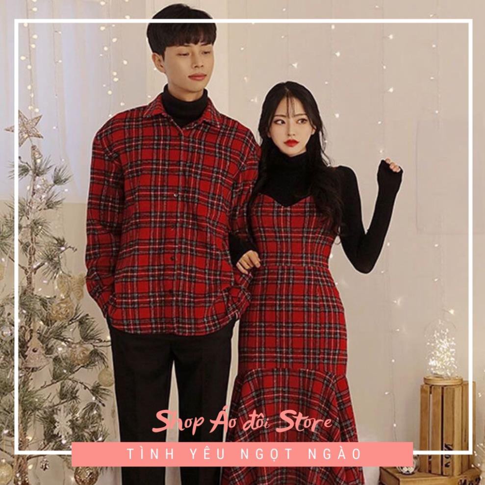 Bộ áo váy sơ mi cặp cao cấp, đồ đôi nam nữ  dễ thương, chất đẹp để chụp hình cưới, đi du lịch